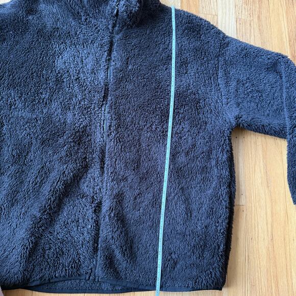 Victoria's Secret Pink Black Sherpa Full Zip Teddy Fleece Jacket Size L Cozy - Picture 11 of 14